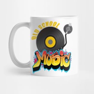 Old School Music, with Graffitti Art and the Needle on the Record Mug